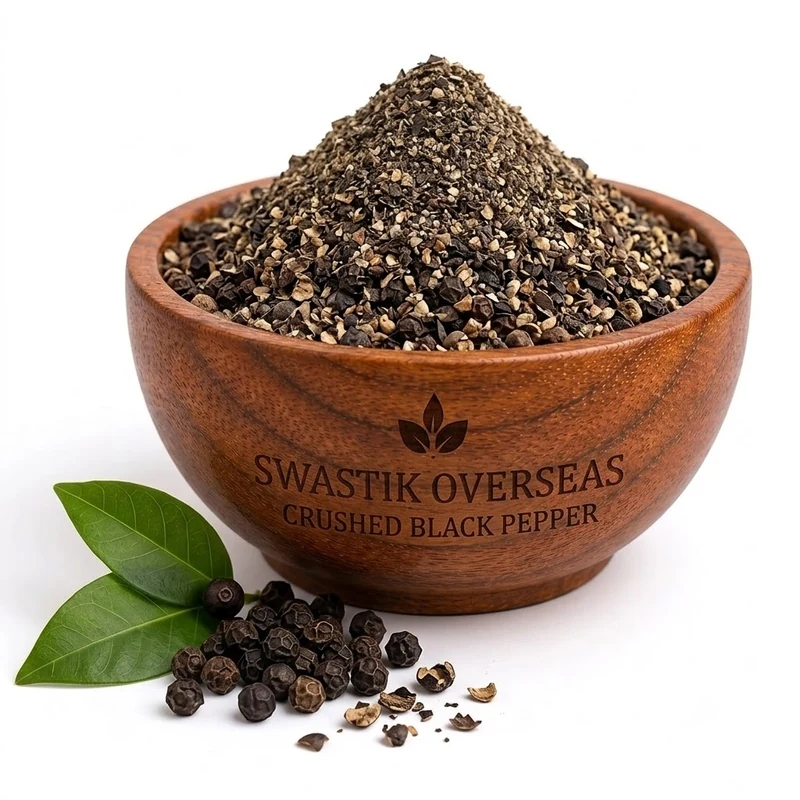 Swastik Overseas crushed black pepper (kuti kali mirch) — coarse hand-crushed spice